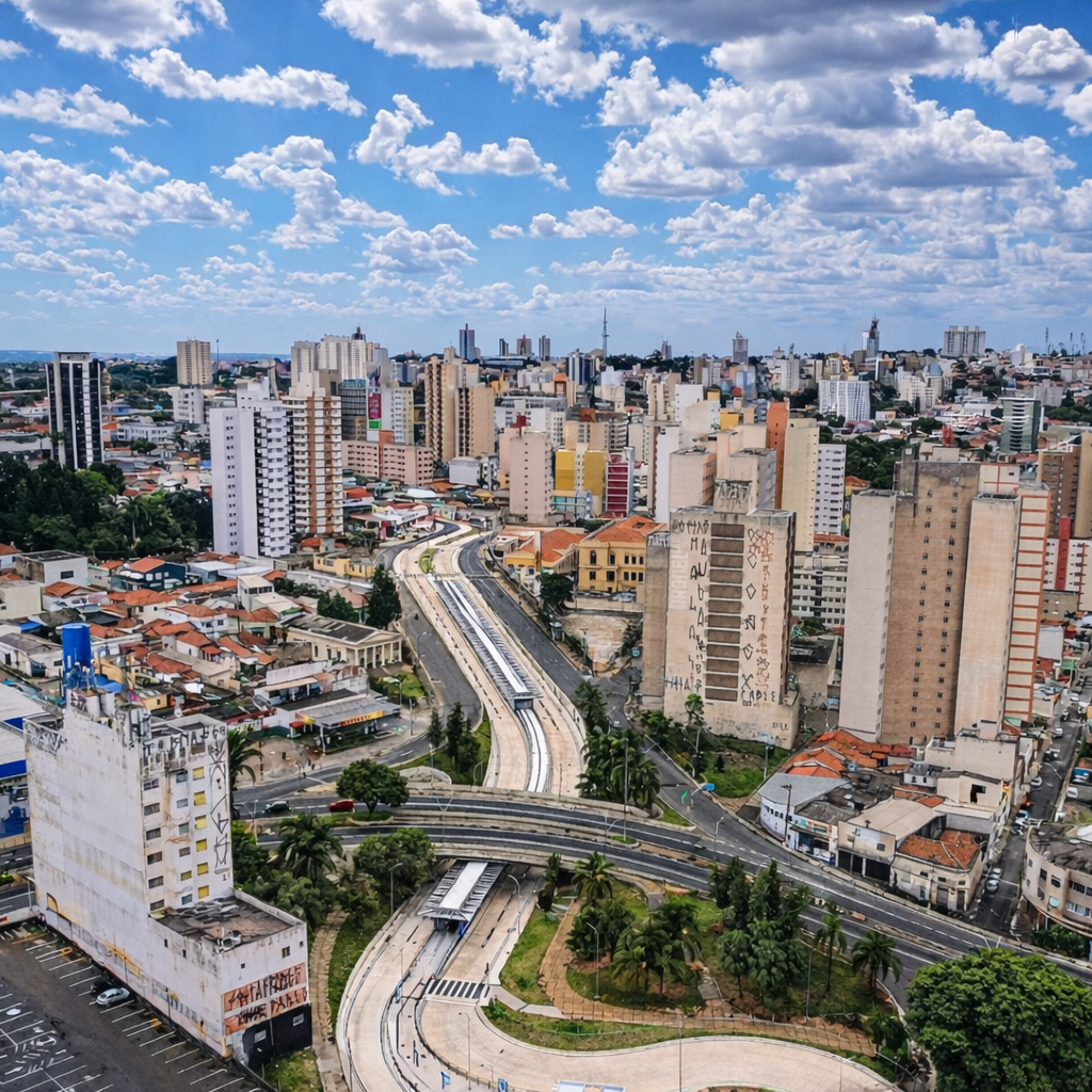 Gráfico mostrando aumento de 15,97% na locação comercial em Campinas em 2026